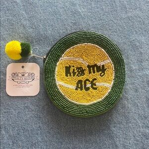 Green and Yellow Beaded Kids Coin Purse